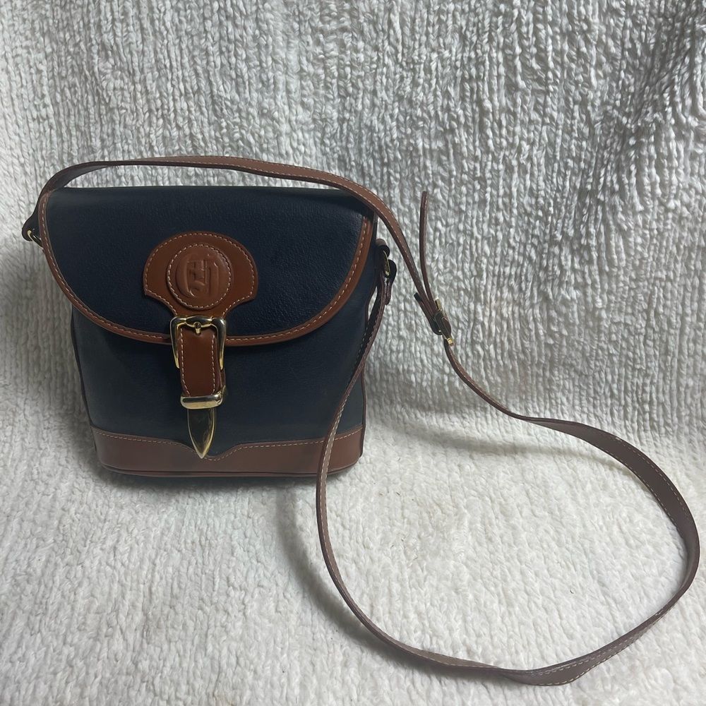 Charles Hubert Vintage leather Black and Brown Crossbody Bag gold tone hardwares